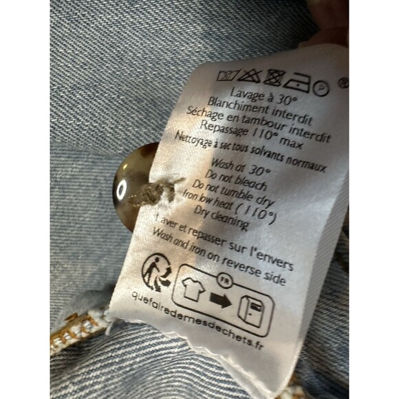 Sezane Emilio Jeans Womens Light Wash Blue High Rise Sailor Pockets Wide Leg 44 - Picture 10 of 13